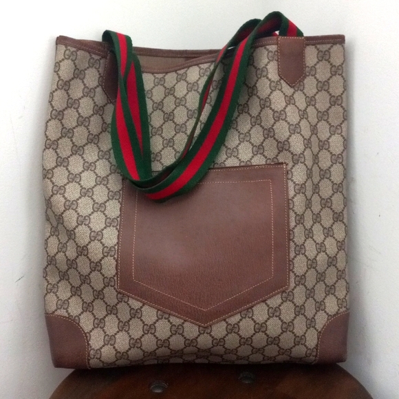 Authentic Vintage Gucci GG Monogram Supreme Sherry Web Ophidia Shopper Tote Bag - Picture 1 of 11